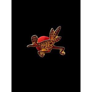 Vintage New Mexico Brown Road Runner Bird Miniature Enamel Brooch Pin